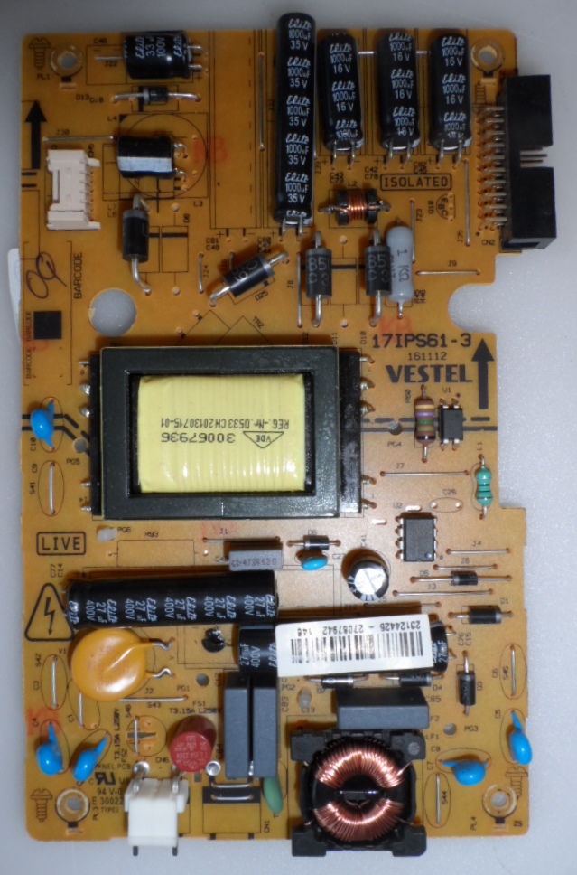 17IPS61-3/24INC/VES/3CH POWER BOARD ,17IPS61-3,161112,