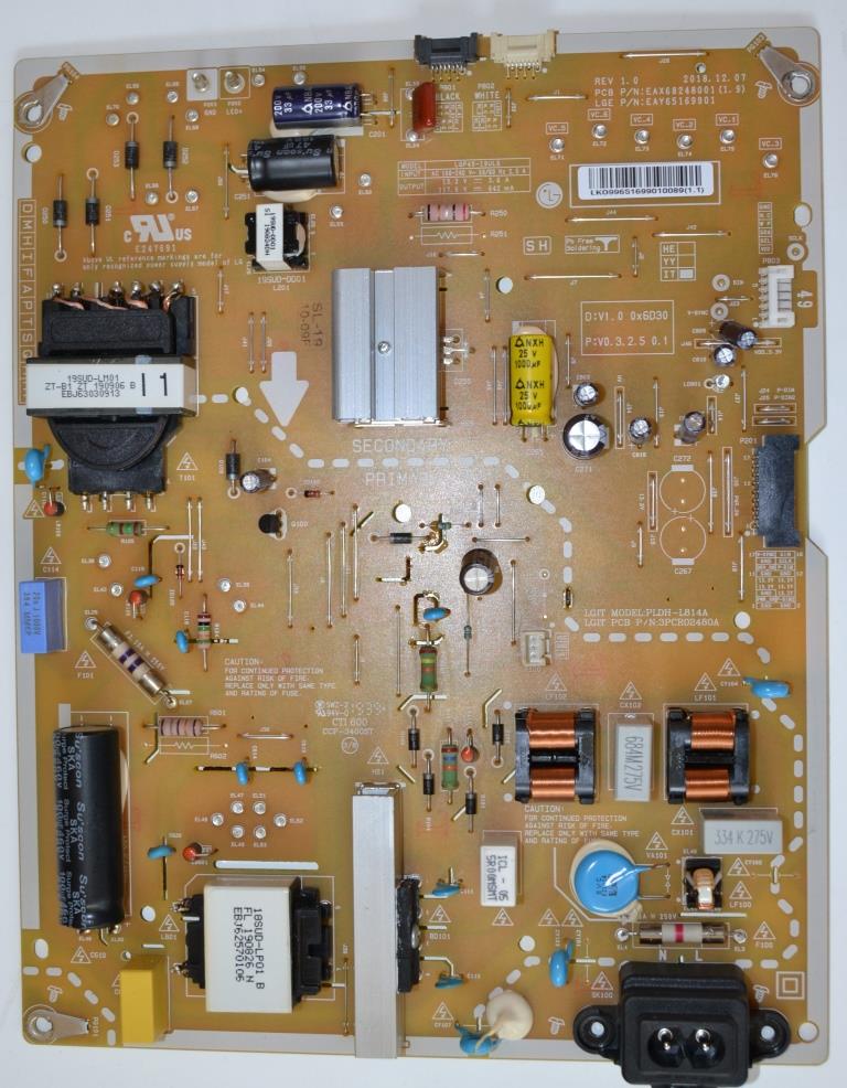 PB/LG/49SM8200 POWER BOARD ,LGP49-19UL6,EAX8248001(1.9), EAY65169901,LG 49SM8200PLA