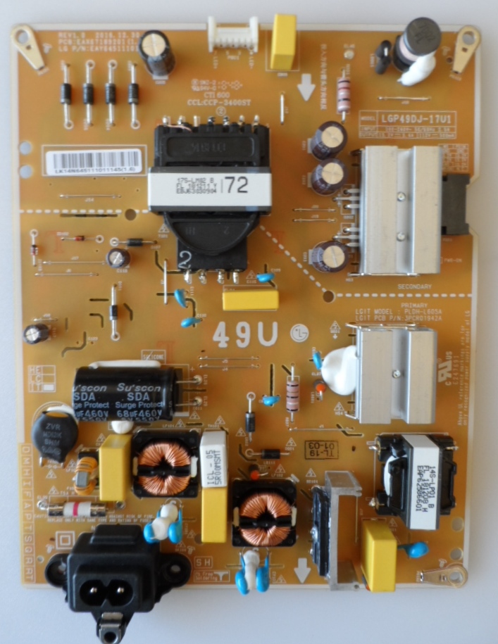 PB/LG/49UK6300MLB POWER BOARD ,LGP49DJ-17U1,EAX67189201(1.6),EAY64511101, 49UK6200PLA,49UK6300MPL,