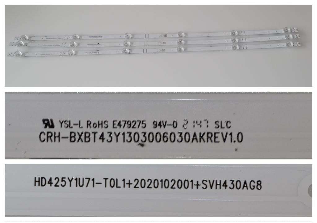 LB/43INC/HIS/43A6EG LED BACKLAIHT,CRH-BXBT43Y1303006030AKREV1.0,HD425Y1U71-T0L1+2020102001-SVH430AG8,3x6diod 780mm