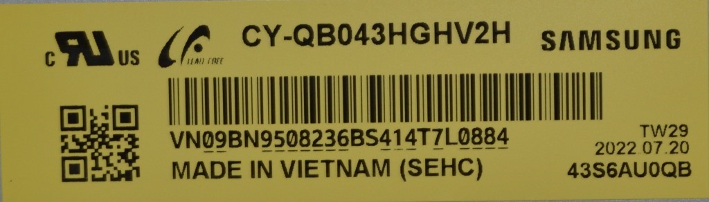 LB/43INC/SAM/43Q60 LED BACKLAIHT ,BN96-54488A, LGP,BN61-18474A,CY-QB043HGHV2H2H,