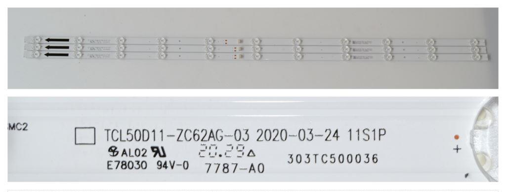 LB/50INC/LG/50UP7XXX LED BACKLAIHT  ,TCL50D11-ZC62AG-03 2020-03-24 11S1P, 3x11 diod 970mm,