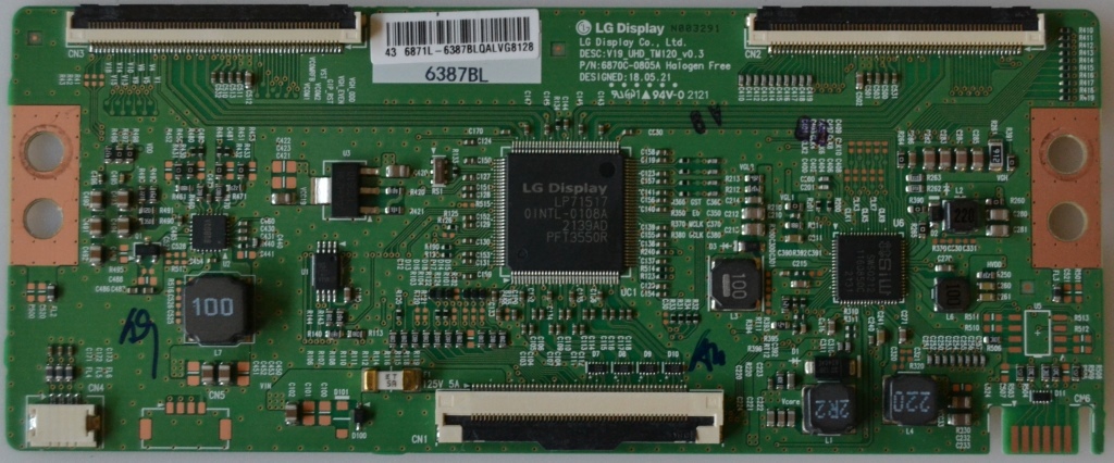 TCON/6870C0805A/PAN TCon BOARD, DESC:V19_UHD_TM120_v0.3 6870C-0805A,