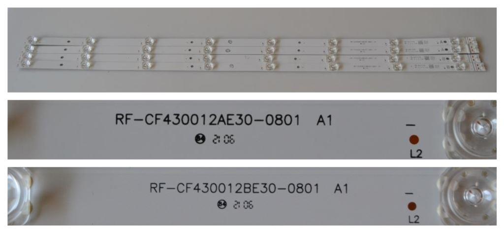 LB/43INC/VES/PAN LED BACKLAIHT ,RF-CF430012AE30-0801,RF-CF430012BE30-0801,4X8 diod 810 mm