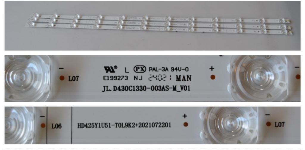 LB/43INC/HIS/43E77KQ LED BACKLAIHT  ,JLD.D430C1330-003AS-M_V01,HD425Y1U51-T0L9K2+2021072201,3x12 diod 815mm,