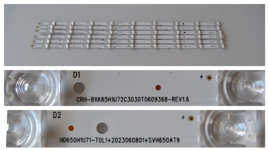 LB/65INC/HIS LED BACKLAIHT,CRH-BXK65H1U72C3030T060936B-REV1.6,HD650H1U71-T0L+2023060801+SVH650AT9,6x9 diod 615 mm