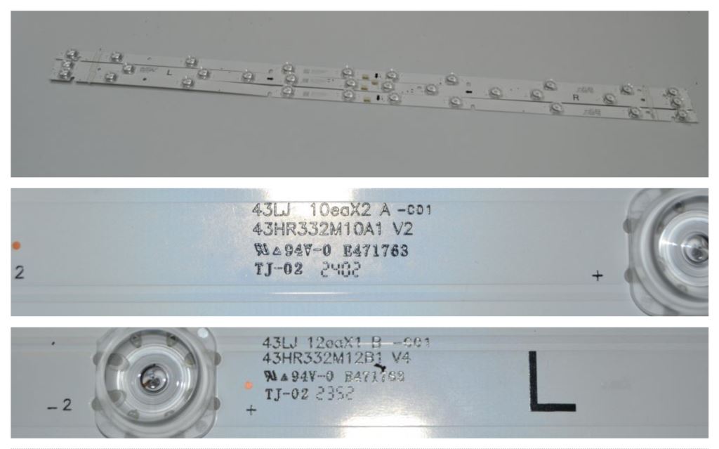 LB/43INC/TCL/2 LED BACKLAIHT ,43HR332M10A1 V2,43HR332M12B1 V4,1x12 2x10 diod 780 mm