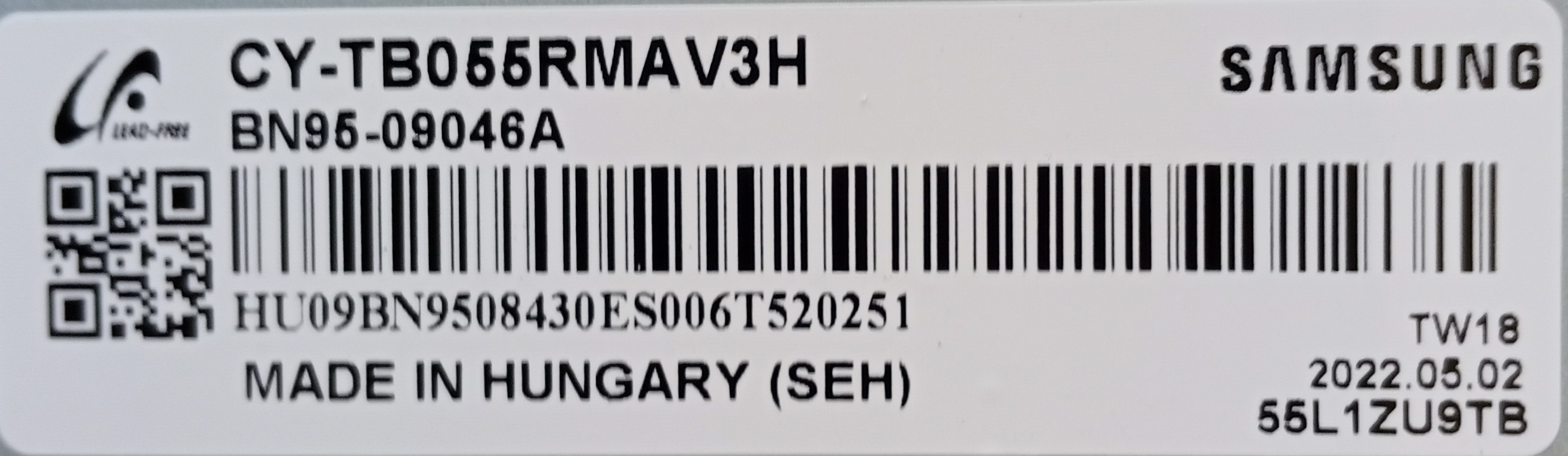 PAN/55INC/SAM/55QN90 LCD панел ,CY-TB055RMAV3H,BN95-08430A