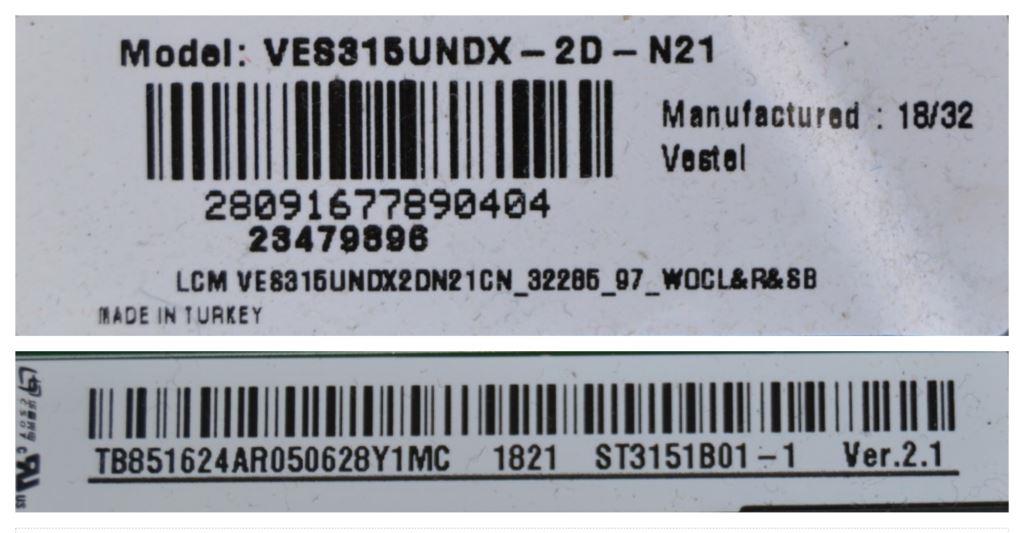 PAN/32INC/VES/ST3151 LCD панел ,VES315UNDX-2D-N21,ST3151B01-1 Ver.2.1,