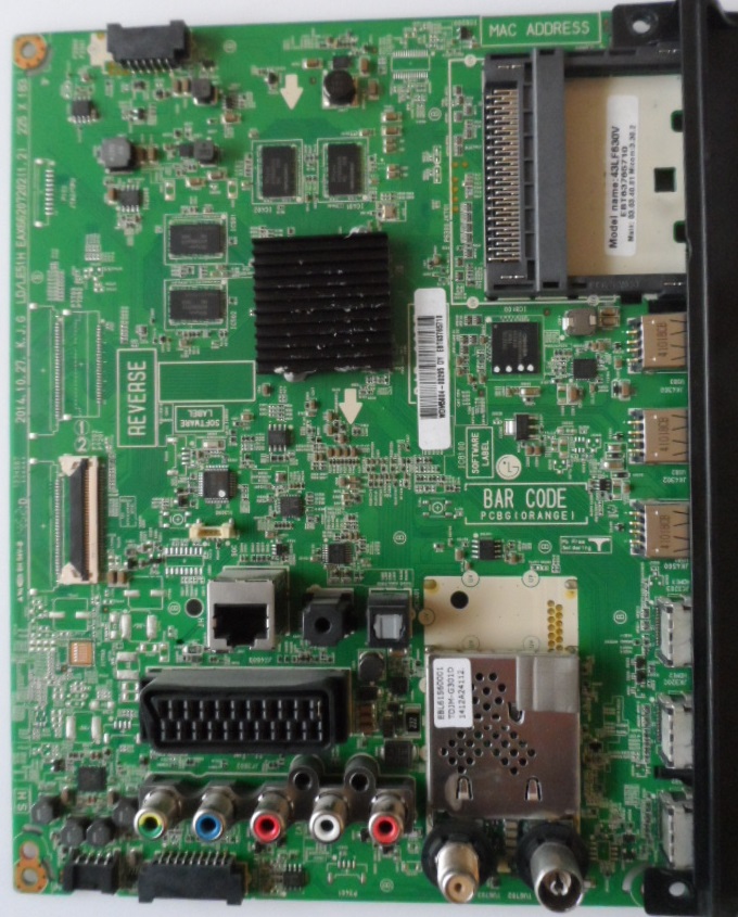 MB/LG/43LF632 MAIN BOARD ,EAX66207202(1.2),EBT63765710,    for, LG 43LF632V,