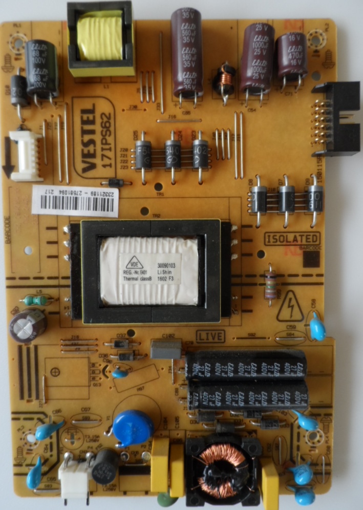 17IPS62/32INC/BUSH POWER BOARD ,17IPS62, for 32 inc DISPLAY ,23321189,27581094,150115R2,