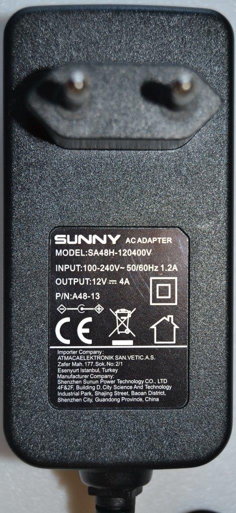 ADAP/12V/4A/SUNNY ADAPTER ,SA48H-120400V,12V 4A,P/N:A48-13,