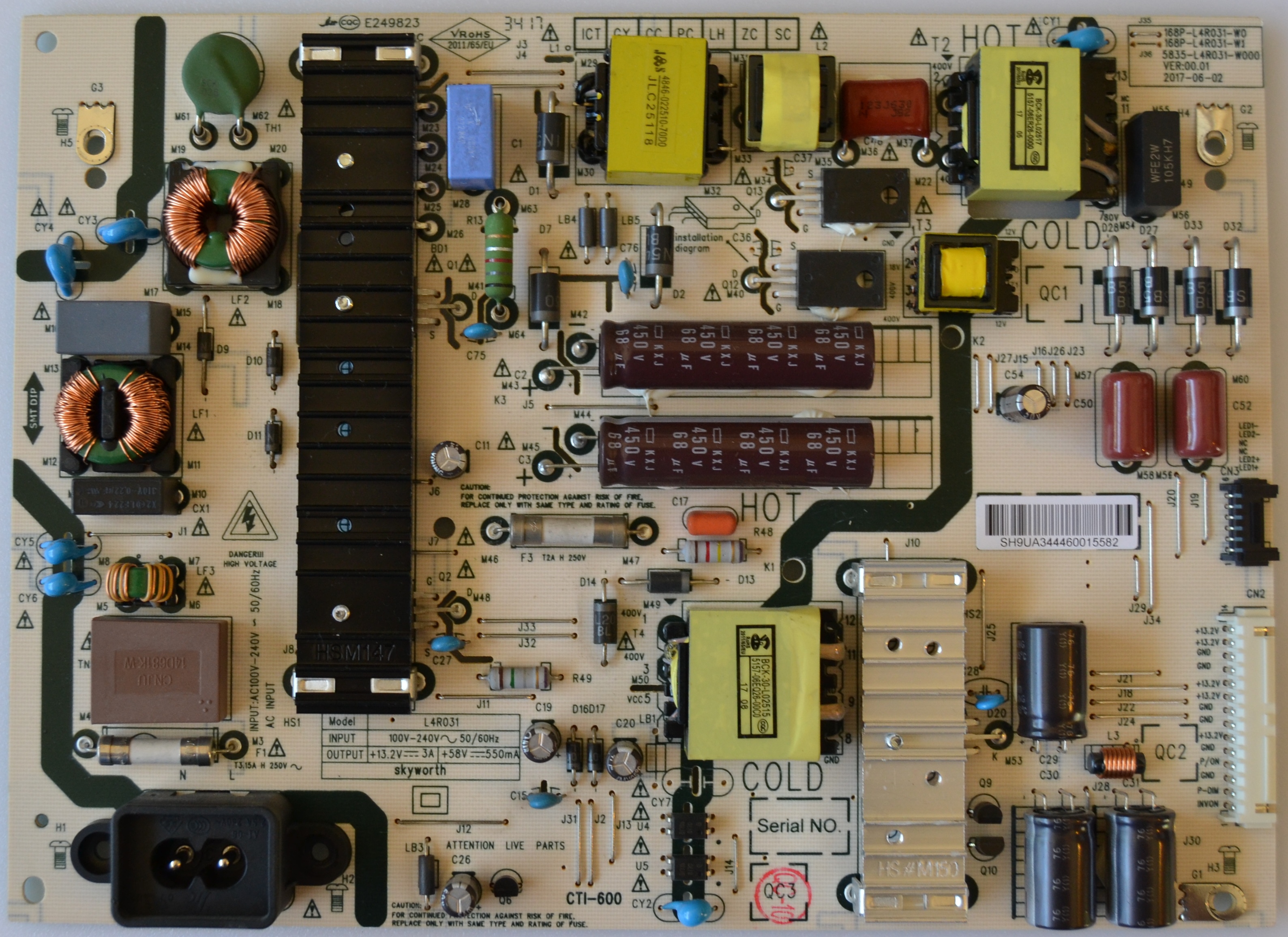 PB/LG/43UJ620V POWER BOARD ,5835-L4R031-W000,168P-L4R031-W0,L4R031, for ,LG 43UJ620V