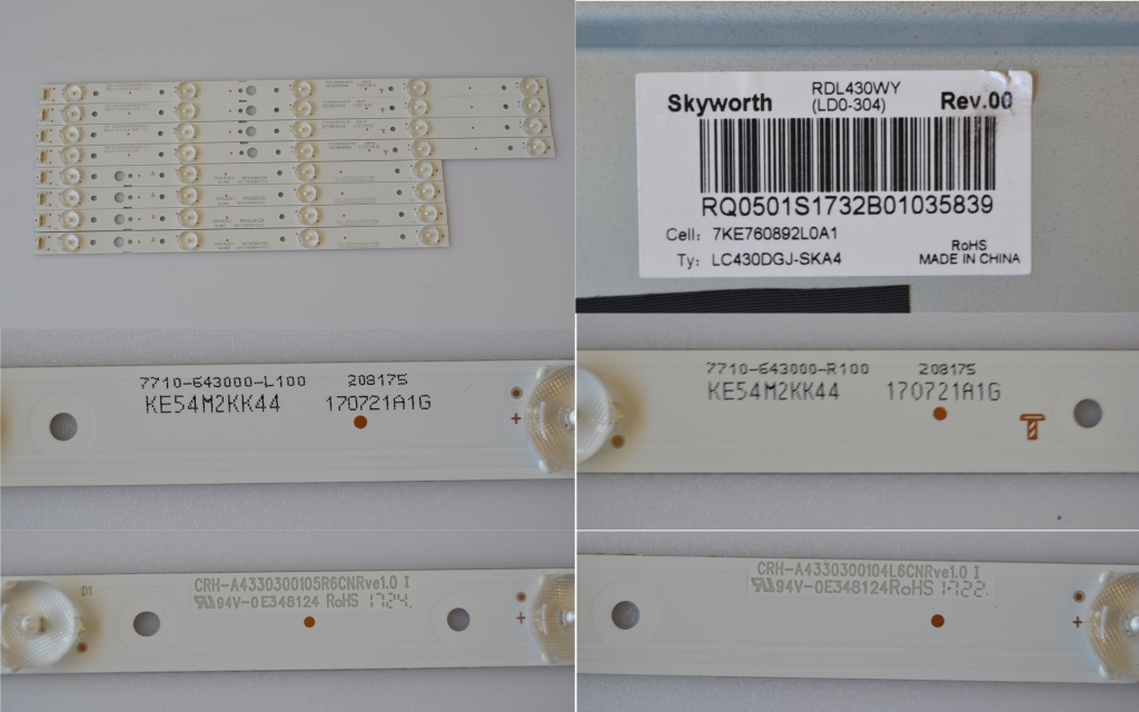 LB/43INC/LG/43UJ620 LED BACKLAIHT  ,CRH-A4330300105RCNRve1.0,CRH-A4330300104LCNRve1.0,