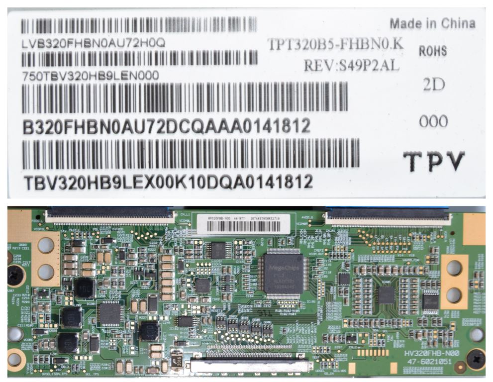 PAN/32INC/PH/BOE LCD панел ,TPT315B5-FHBN0.K REV:S49P2AA ,HV320FHB-N00