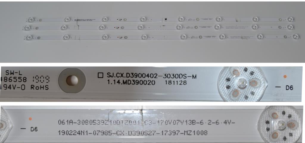 LB/39INC/SANG/1 LED BACKLAIHT  ,SJ.CX.D3900402-3030DS-M,1.14.MD390020, 3x8 diod ,735 mm,6V