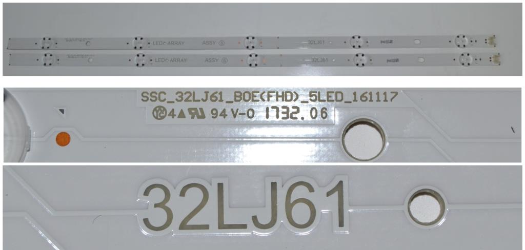 LB/32INC/LG/32LJ610 LED BACKLAIHT ,SSC_32LJ61_BOE(FHD)_5LED_161117, 32LJ61, 2x5 diod 615 mm,