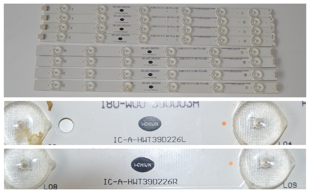 LB/39INC/CHINA/NN6 LED BACKLAIHT  ,180-W00-390000H, IC-B-HWT39D226L, IC-B-HWT39D226R,8x6 diod
