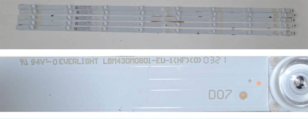 LB/43INC/PH/43PUS7855 LED BACKLAIHT  ,LBM430M0801-EU-1(HF)(0),5x8 diod 830 mm