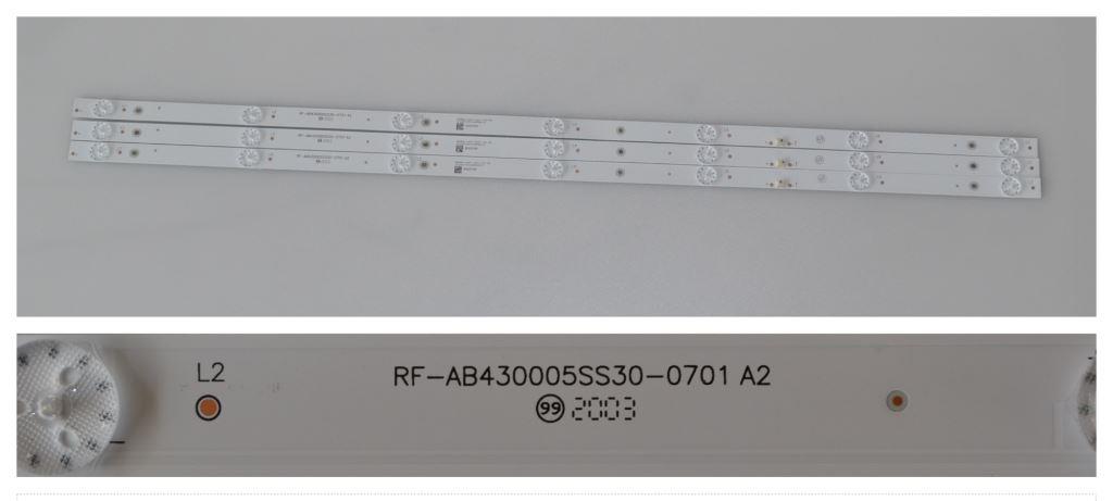 LB/43INC/NN/4 LED BACKLAIHT  ,RF-AB430005S-0701 A2, 3x7 diod 800mm 
