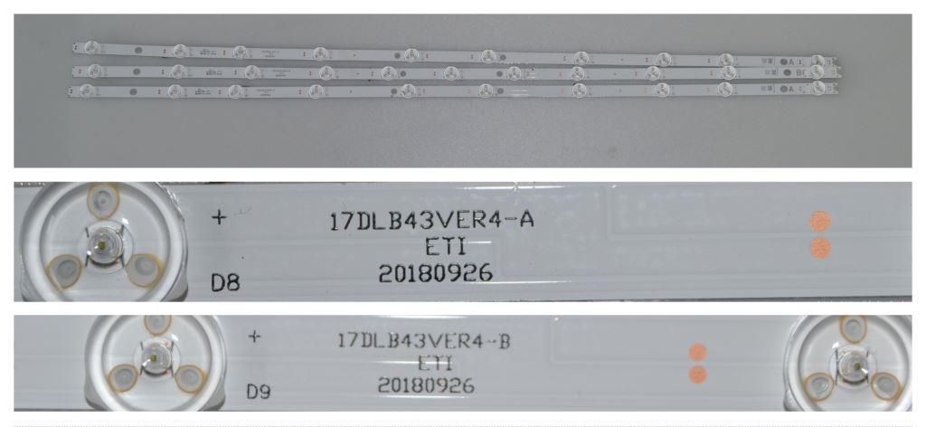 LB/43INC/VES/HOR LED BACKLAIHT ,17DLB43VER4-A,17DLBVER4-B,30102705,30102706,2X10 1X11 diod 800 mm