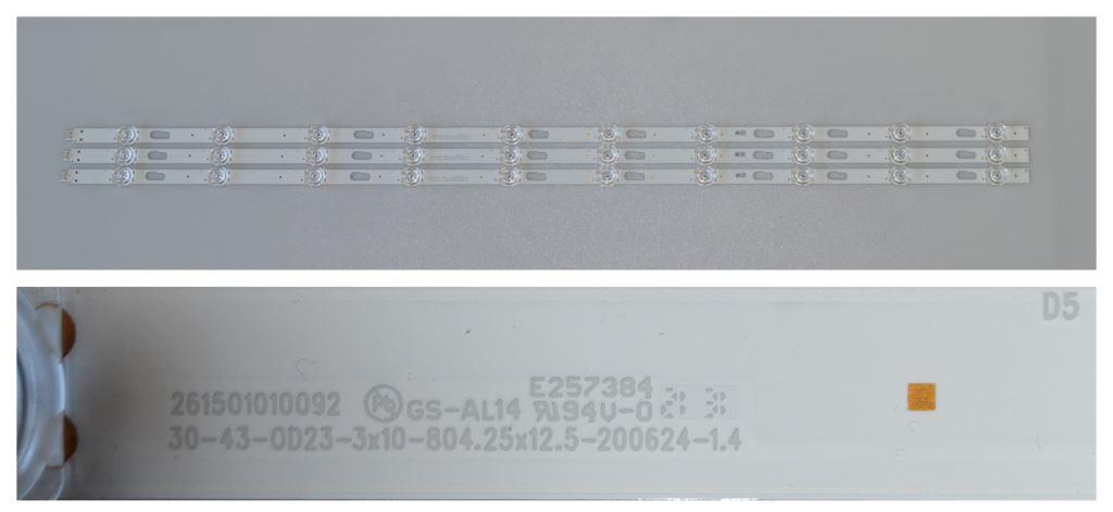 LB/43INC/SAM/43AU7172 LED BACKLAIHT ,261501010092,30-43-0D23-3x10-804.25x12.5-200624-1.4, 3x10 diod 805 mm