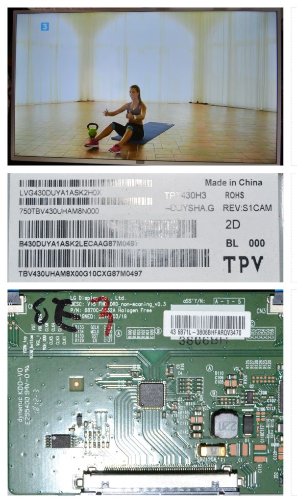 PAN/43INC/PH/LG LCD панел ,TPT430H3-DUSHA.G Rev.S1CAM, 6870C-0532A FHD