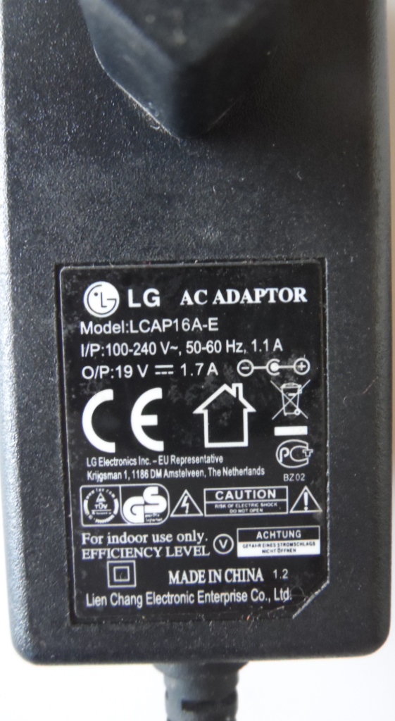 ADAP/LG/19V/1.7A ADAPTER ORIGINAL model LCAP16A-E  for LG 19V 1.7A 