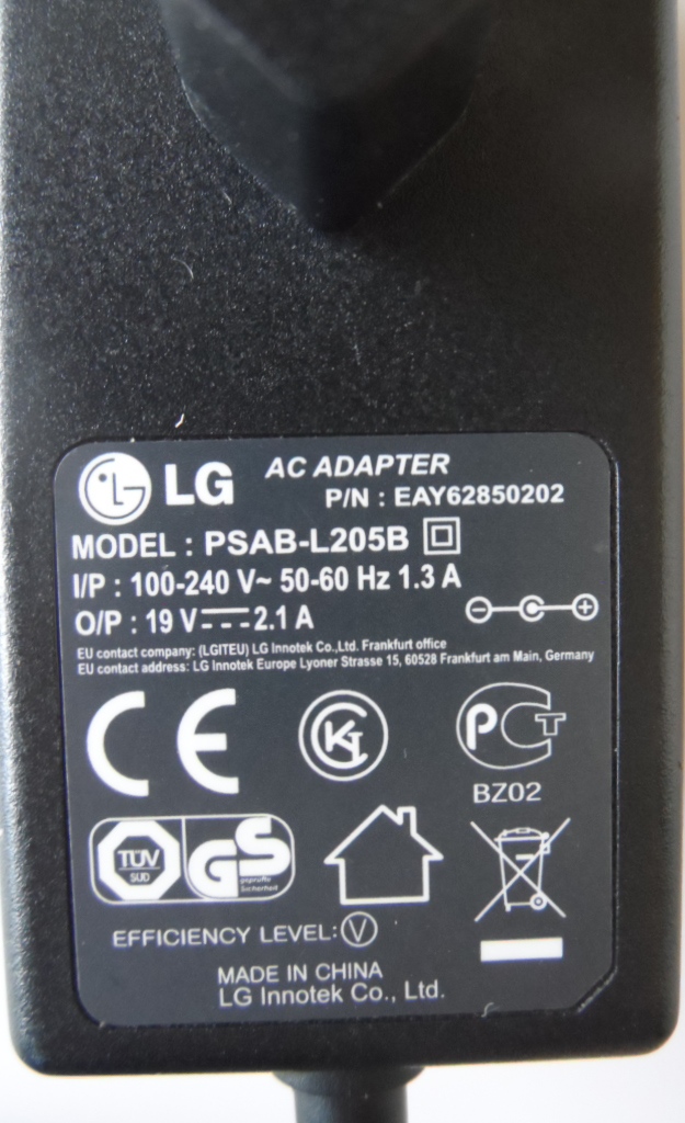ADAP/LG/19V/2.1A/1 ADAPTER ORIGINAL model PSAB-L205B EAY62850202  for LG 19V 2.1A 