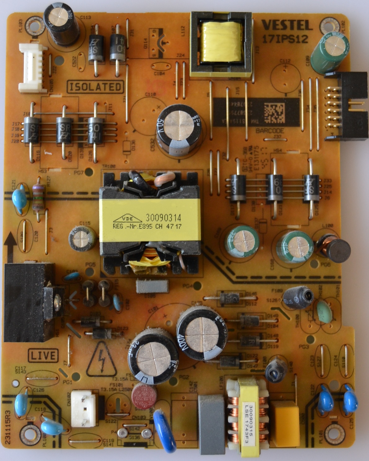 17IPS12/43INC/FINLUX POWER BOARD ,17IPS12, for 43 inc DISPLAY ,23307796,27970449,231115R3,