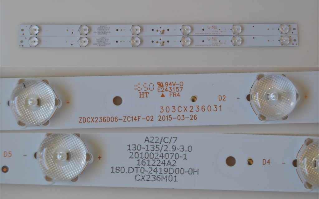 LB/24INC/NEO LED BACKLAIHT  ,303CX236031,ZDCX236D06-ZC14F-02,2x6 diod 440mm 3V