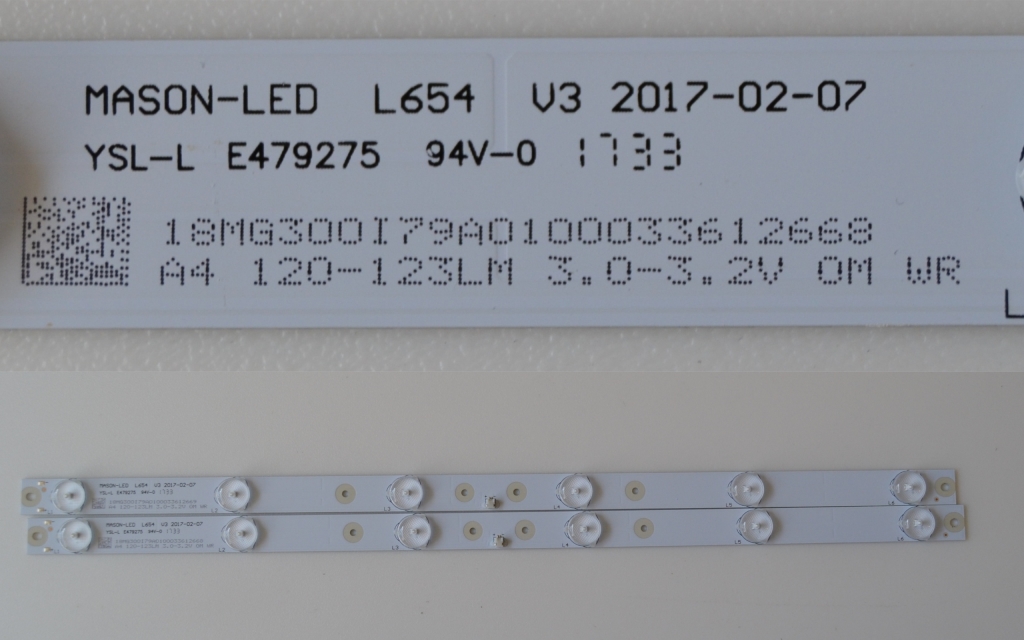 LB/24INC/NEO/2419 LED BACKLAIHT  ,MASON-LED L654 V3 2017-09-06, 2X6 diod, 440mm 3v