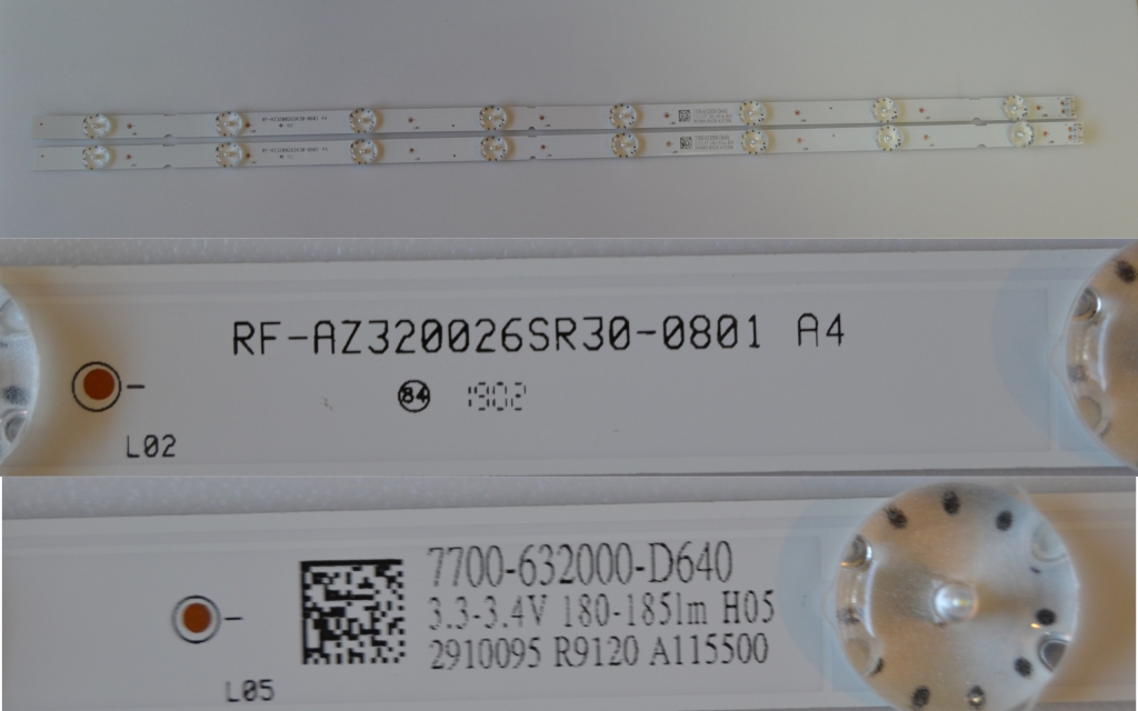 LB/32INC/LG/32LM630 LED BACKLAIHT ,RF-AZ320026SR30-0801 A4, 2x8 diod 625 mm,